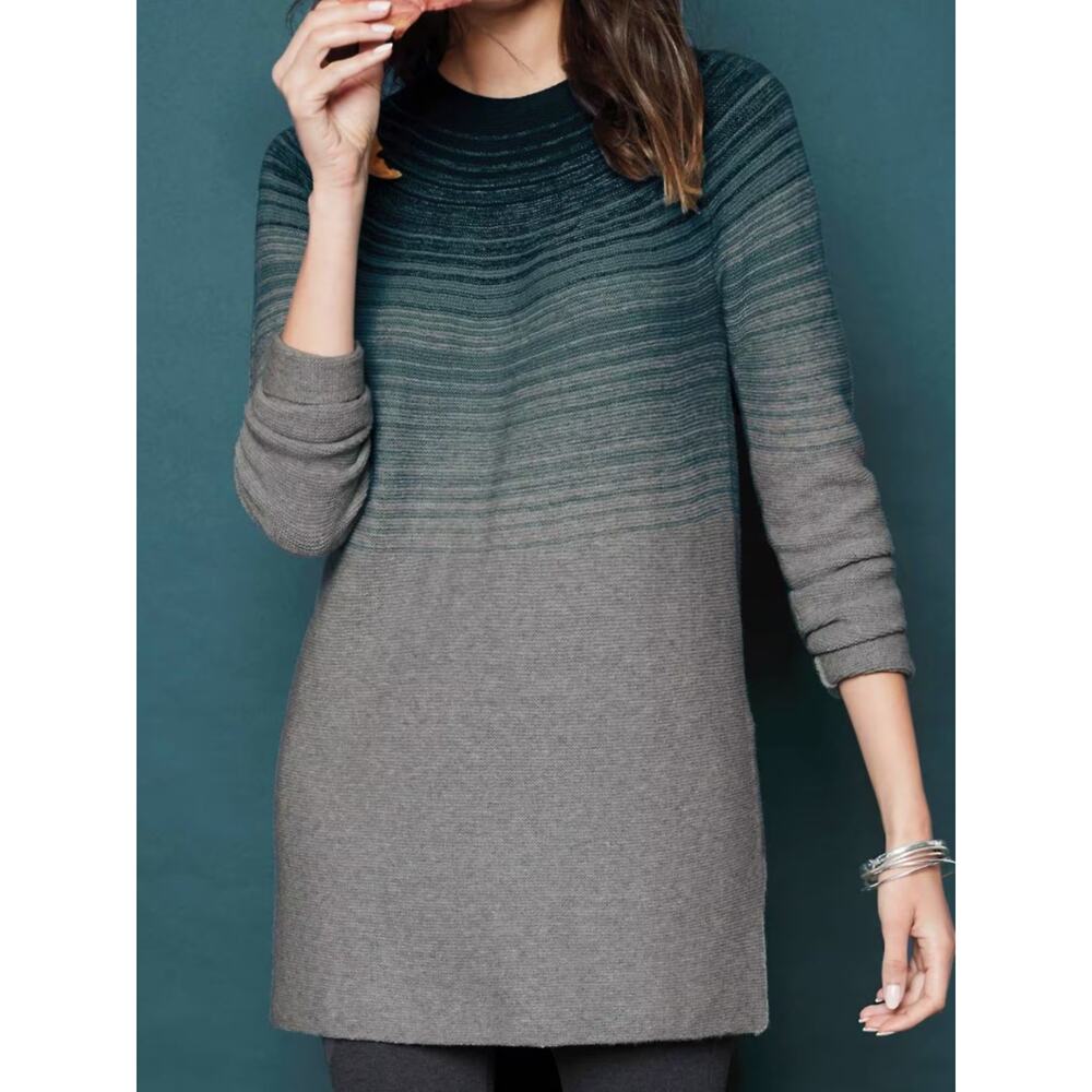 J. Jill Ombre Tunic Sweater Grey Blue Size Large Tall NEW - Picture 11 of 11